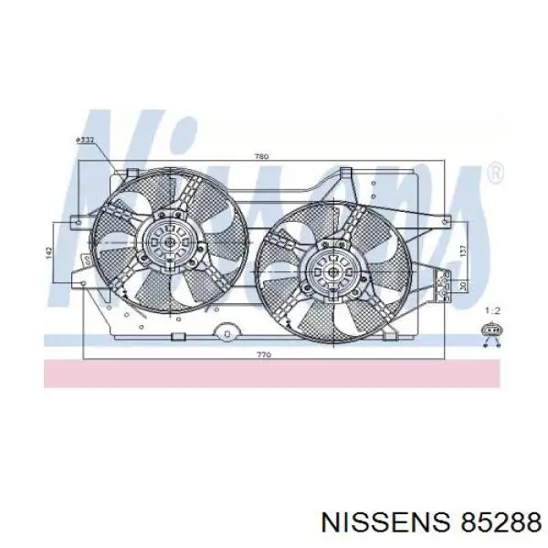 85288 Nissens электровентилятор охлаждения в сборе (мотор+крыльчатка)
