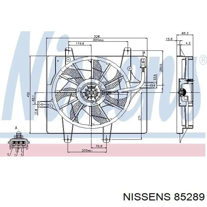 85289 Nissens диффузор радиатора охлаждения, в сборе с мотором и крыльчаткой