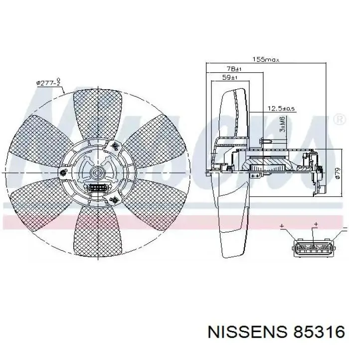 Купить 85316 Nissens Диффузор вентилятора в сборе с мотором и крыльчаткой