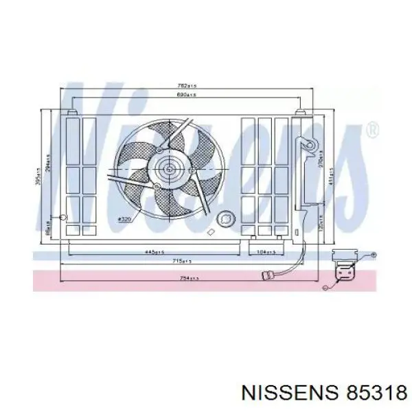 85318 Nissens диффузор радиатора охлаждения, в сборе с мотором и крыльчаткой