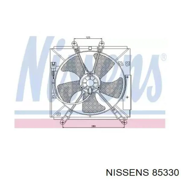 Difusor de radiador, ventilador de refrigeración, condensador del aire acondicionado, completo con motor y rodete 85330 Nissens