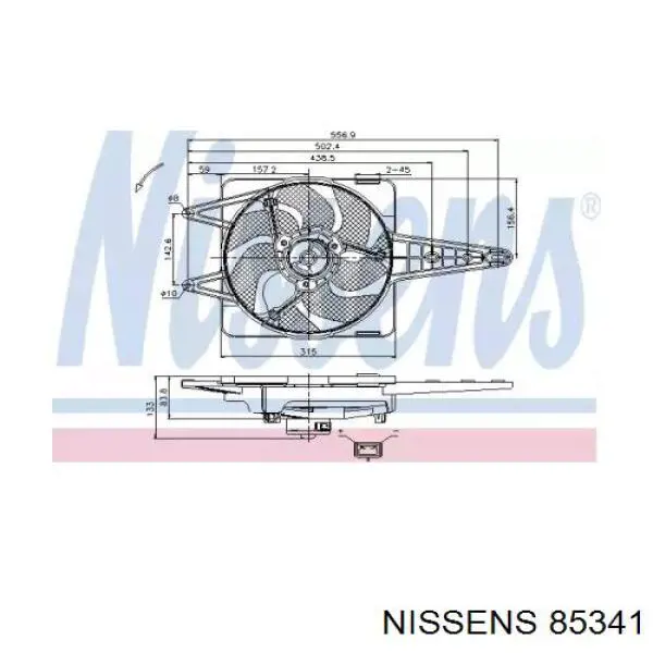 85341 Nissens диффузор радиатора охлаждения, в сборе с мотором и крыльчаткой