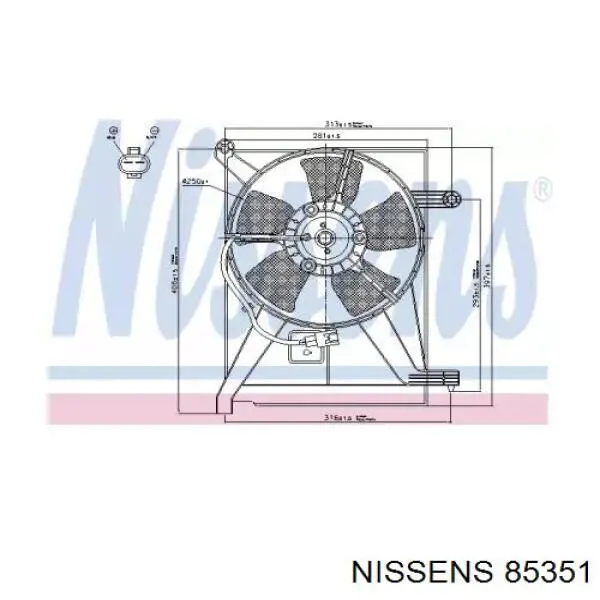 Электровентилятор кондиционера в сборе (мотор+крыльчатка) Nissens 85351