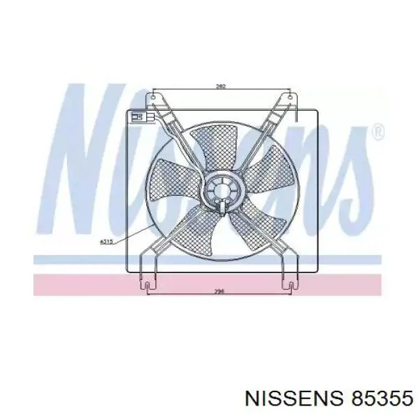 85355 Nissens диффузор радиатора охлаждения, в сборе с мотором и крыльчаткой