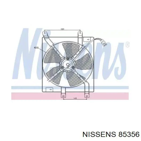 Электровентилятор кондиционера в сборе (мотор+крыльчатка) Nissens 85356