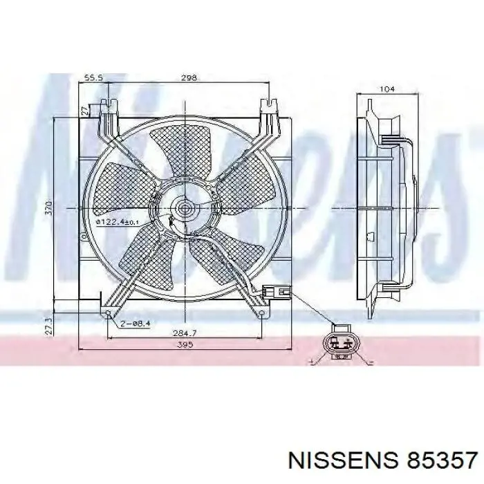 Электровентилятор кондиционера в сборе (мотор+крыльчатка) Nissens 85357