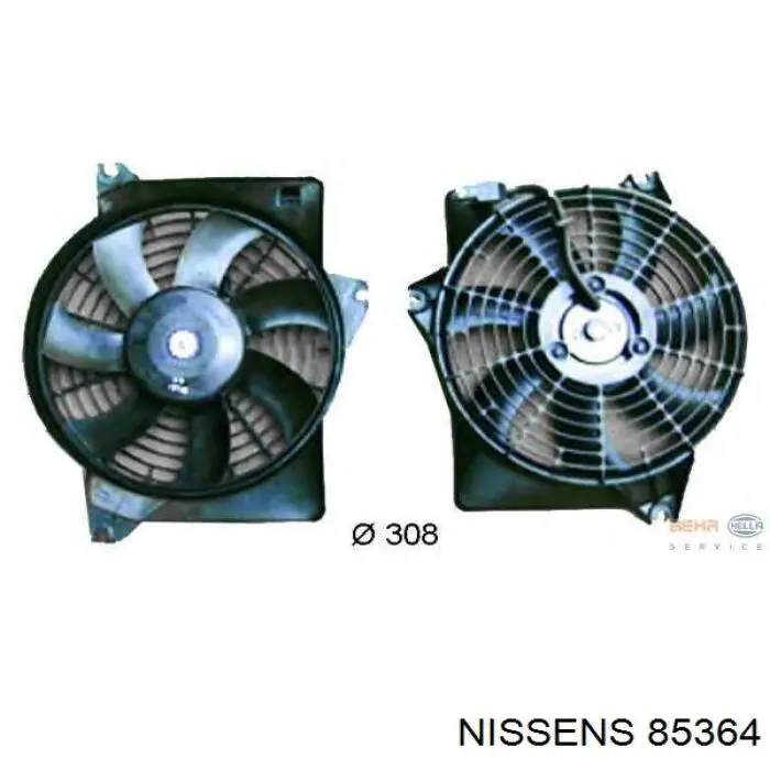 Difusor de radiador, ventilador de refrigeración, condensador del aire acondicionado, completo con motor y rodete 85364 Nissens
