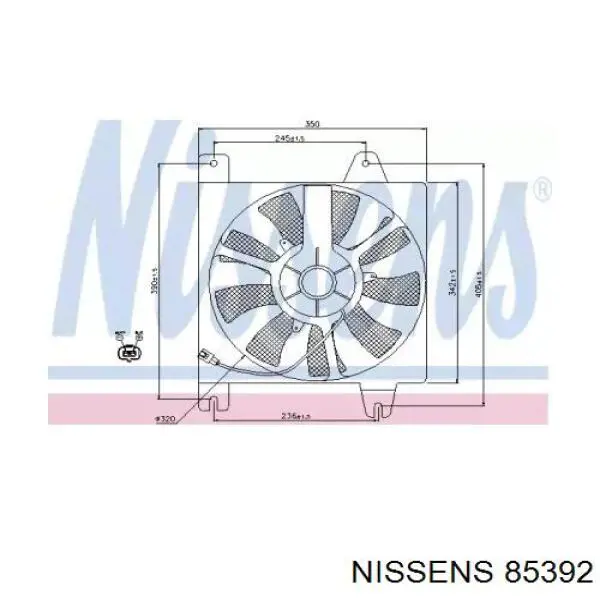 85392 Nissens диффузор радиатора кондиционера, в сборе с крыльчаткой и мотором