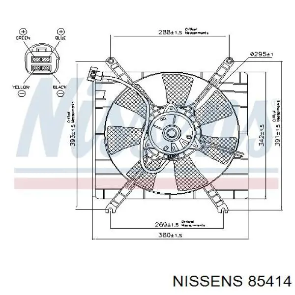 Difusor de radiador, ventilador de refrigeración, condensador del aire acondicionado, completo con motor y rodete 85414 Nissens