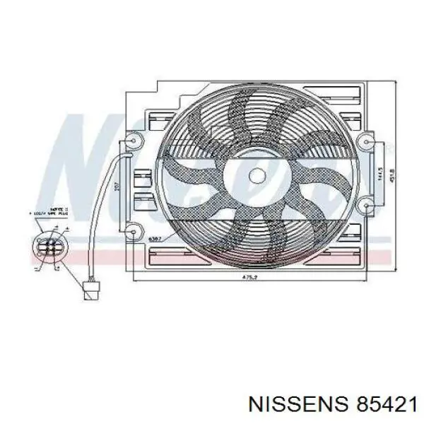 Difusor de radiador, aire acondicionado, completo con motor y rodete 85421 Nissens