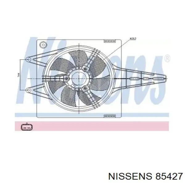 85427 Nissens диффузор радиатора охлаждения, в сборе с мотором и крыльчаткой
