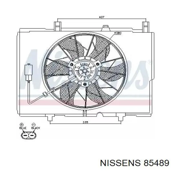 85489 Nissens диффузор радиатора охлаждения, в сборе с мотором и крыльчаткой