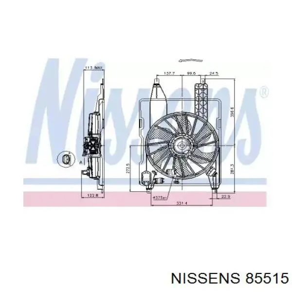 85515 Nissens диффузор радиатора охлаждения, в сборе с мотором и крыльчаткой