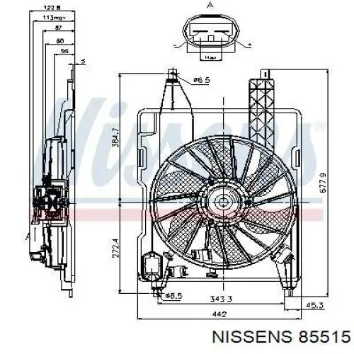 Диффузор радиатора охлаждения в сборе с мотором и крыльчаткой Nissens 85515 цена, от 75.30 USD