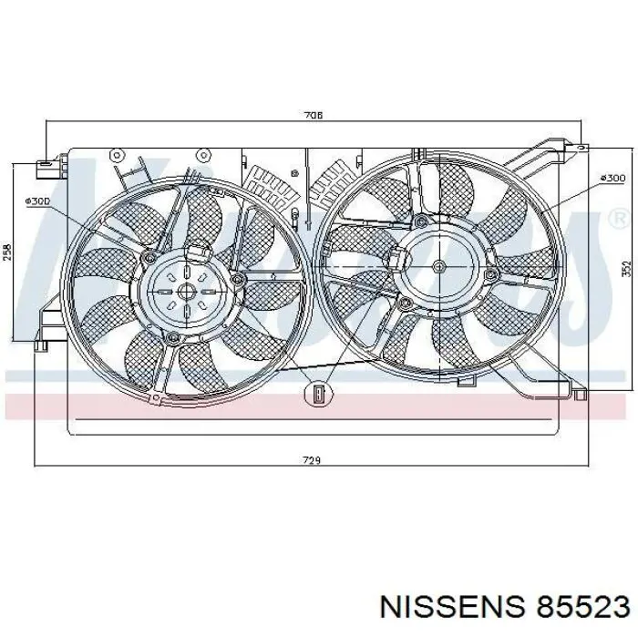 Диффузор радиатора охлаждения в сборе с мотором и крыльчаткой Nissens 85523 цена, от 39.37 USD