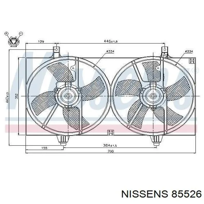 85526 Nissens электровентилятор охлаждения в сборе (мотор+крыльчатка)