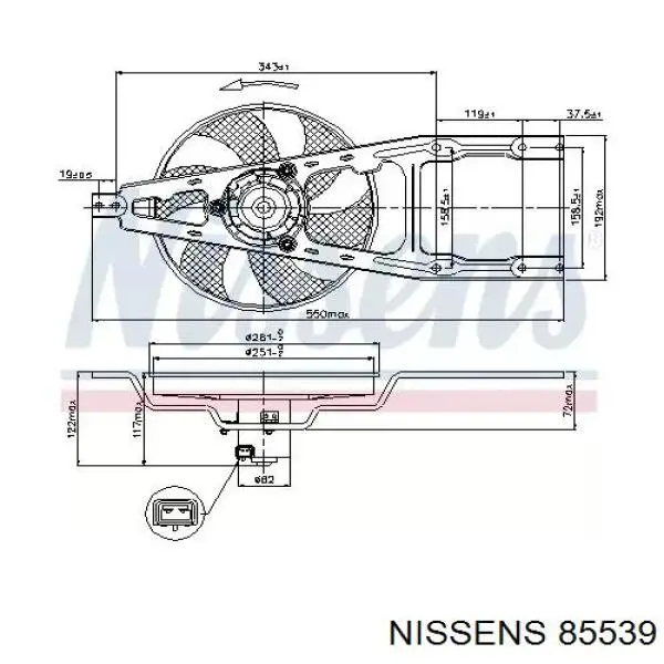 Мотор вентилятора системы охлаждения 85539 Nissens