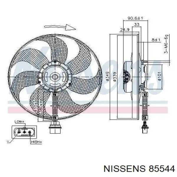 Rodete ventilador, refrigeración de motor 85544 Nissens