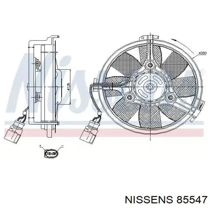Электровентилятор охлаждения в сборе (мотор+крыльчатка) NISSENS 85547