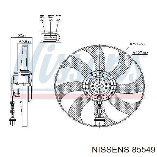 85549 Nissens электровентилятор охлаждения в сборе (мотор+крыльчатка)