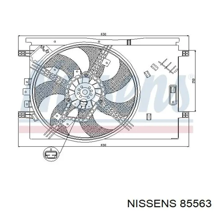 85563 Nissens диффузор радиатора охлаждения, в сборе с мотором и крыльчаткой