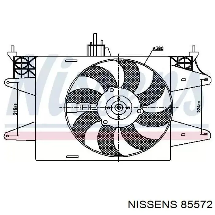 85572 Nissens диффузор радиатора охлаждения, в сборе с мотором и крыльчаткой