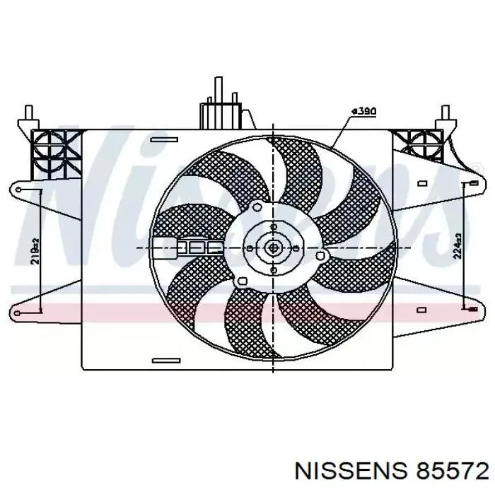 Диффузор радиатора охлаждения, в сборе с мотором и крыльчаткой NISSENS 85572