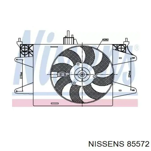 Difusor de radiador, ventilador de refrigeración, condensador del aire acondicionado, completo con motor y rodete 85572 Nissens