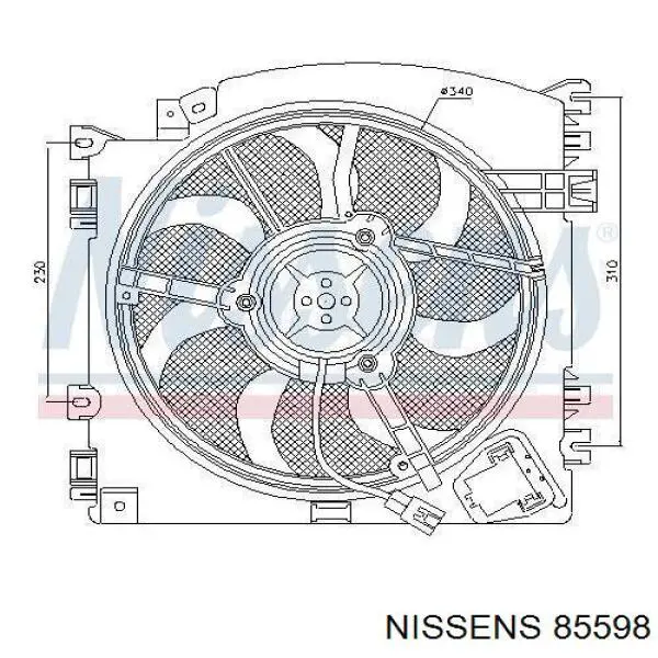 Difusor de radiador, ventilador de refrigeración, condensador del aire acondicionado, completo con motor y rodete 85598 Nissens
