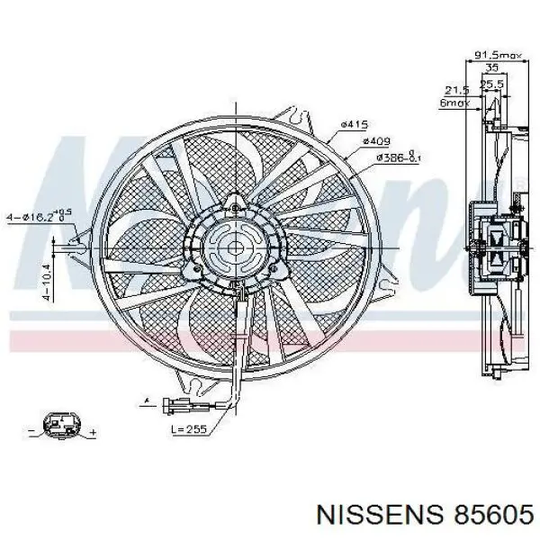85605 Nissens электровентилятор охлаждения в сборе (мотор+крыльчатка)