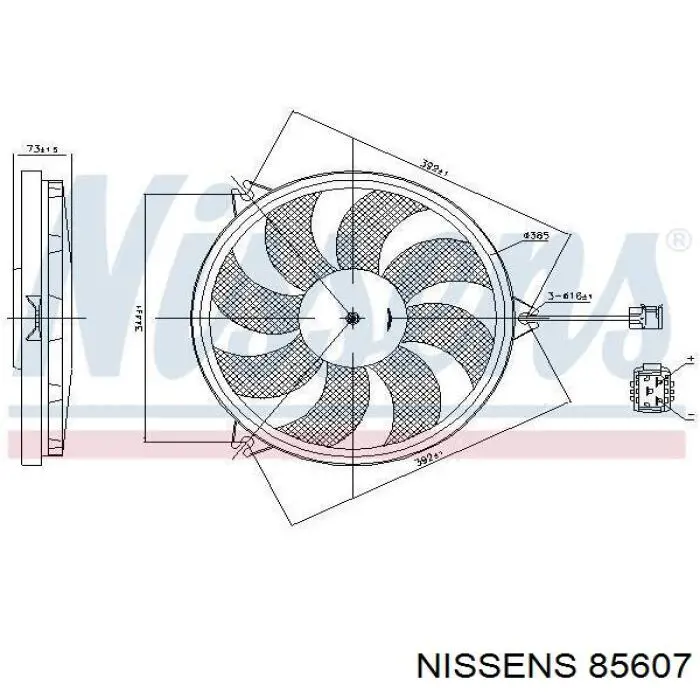 85607 Nissens электровентилятор охлаждения в сборе (мотор+крыльчатка)