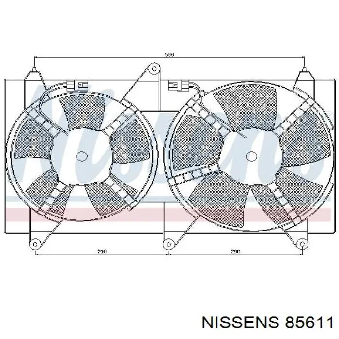 Difusor de radiador, ventilador de refrigeración, condensador del aire acondicionado, completo con motor y rodete 85611 Nissens