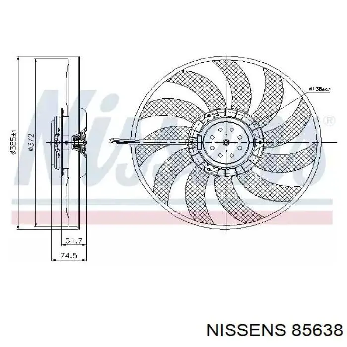 Вентилятор (крыльчатка) радиатора охлаждения левый Nissens 85638