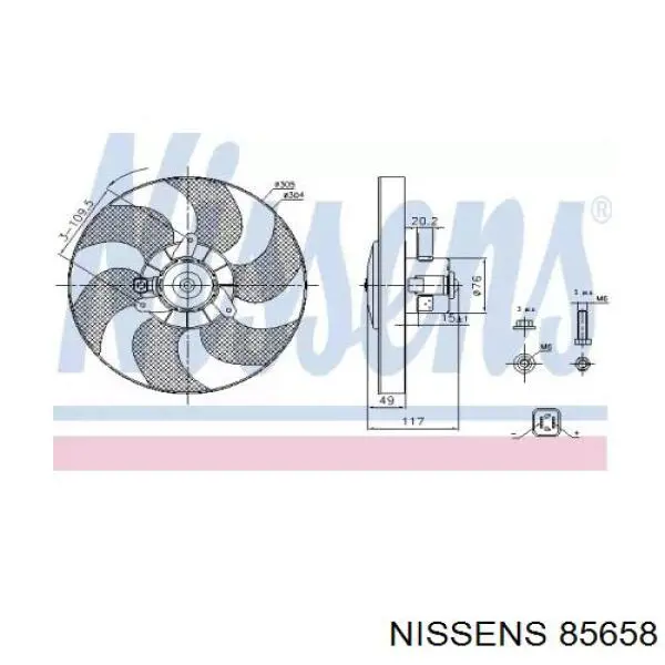 Купить 85658 Nissens Электровентилятор охлаждения в сборе (мотор+крыльчатка)