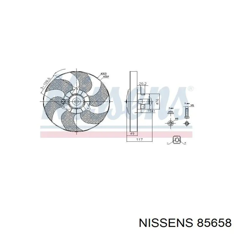85658 Nissens ventilador elétrico de esfriamento montado (motor + roda de aletas)