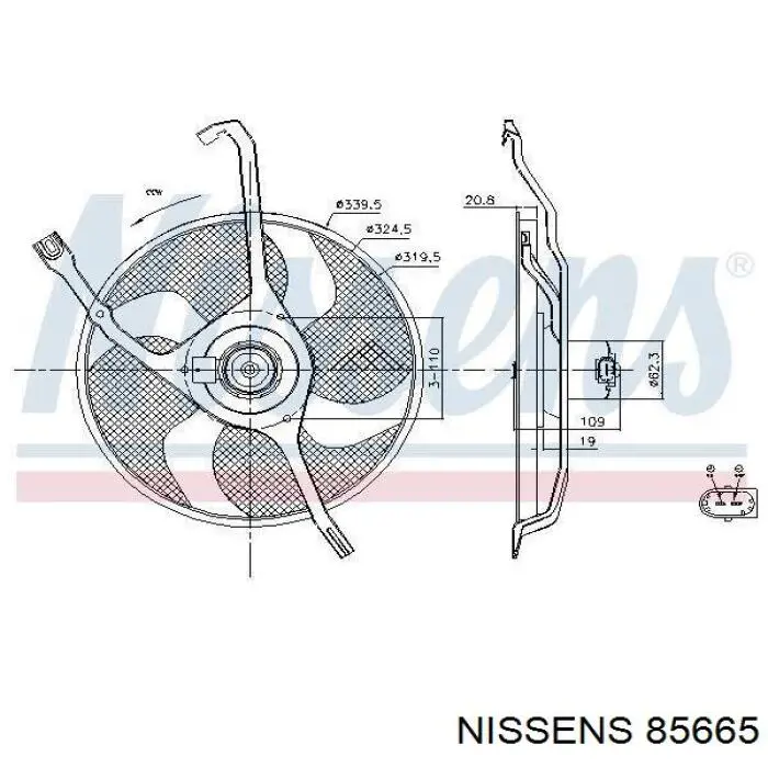 85665 Nissens электровентилятор охлаждения в сборе (мотор+крыльчатка)