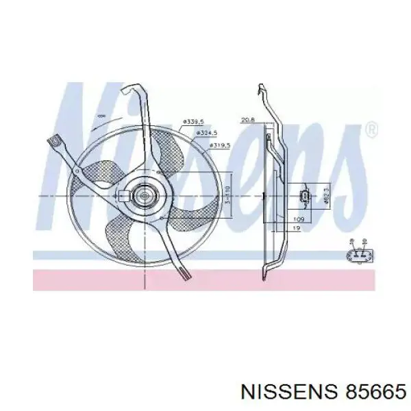 Ventilador (rodete +motor) refrigeración del motor con electromotor completo 85665 Nissens