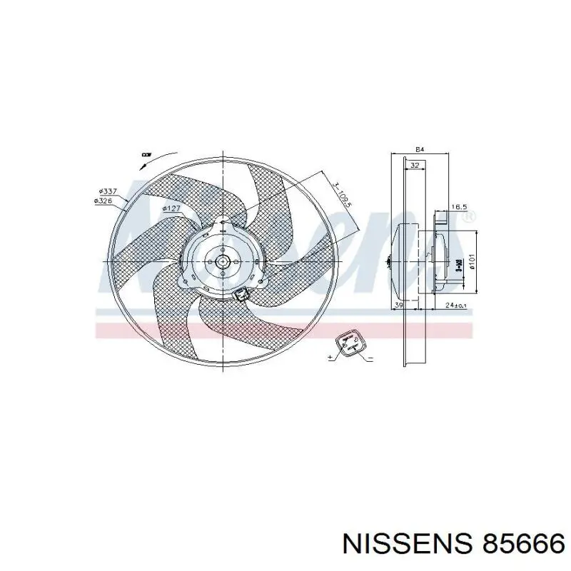 Ventilador (rodete +motor) refrigeración del motor con electromotor completo 85666 Nissens