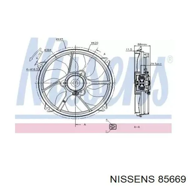 Электровентилятор охлаждения 85669 Nissens