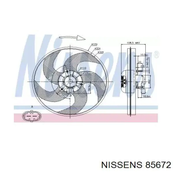 85672 Nissens электровентилятор охлаждения в сборе (мотор+крыльчатка)
