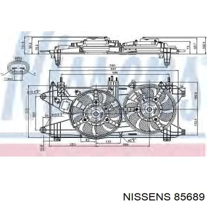 85689 Nissens диффузор радиатора охлаждения, в сборе с мотором и крыльчаткой