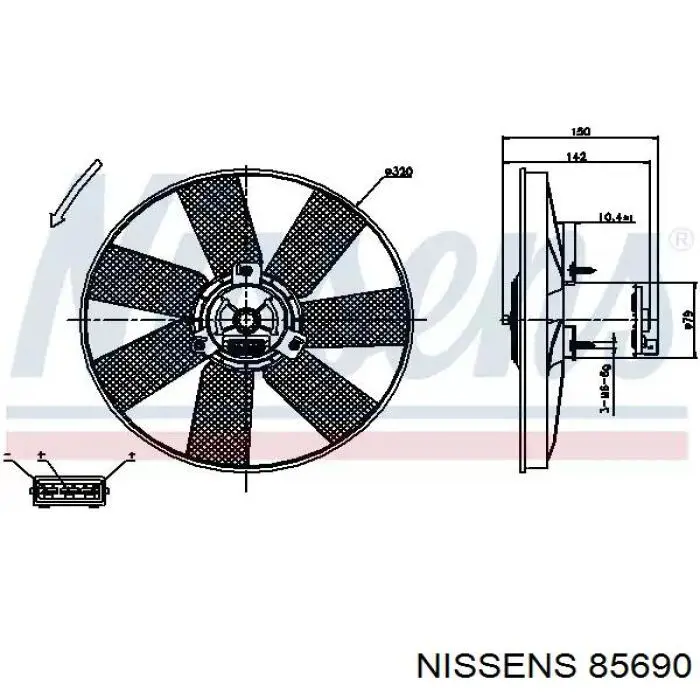 Купить 85690 Nissens Электровентилятор охлаждения в сборе (мотор+крыльчатка)