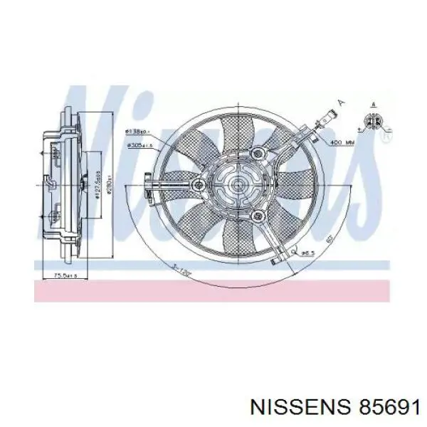 Ventilador (rodete +motor) refrigeración del motor con electromotor completo 85691 Nissens