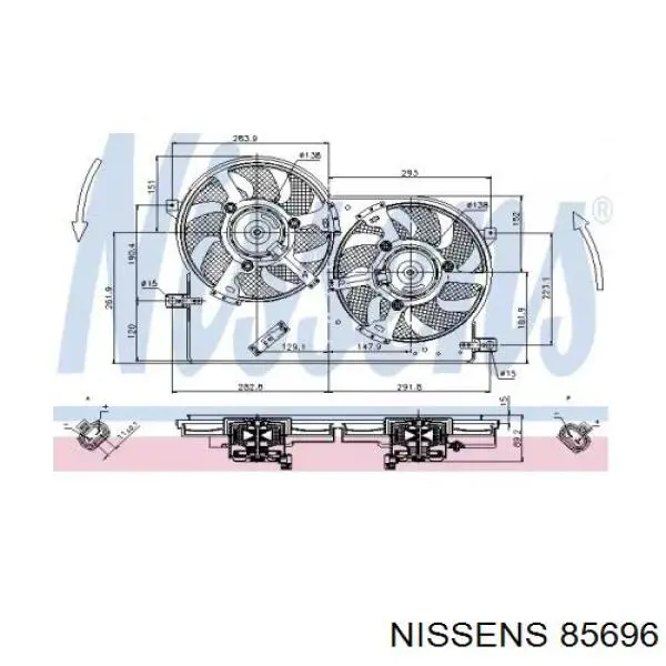 85696 Nissens Диффузор радиатора охлаждения в сборе с мотором