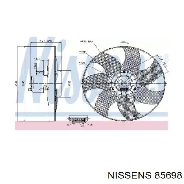 Ventilador (rodete +motor) refrigeración del motor con electromotor completo 85698 Nissens