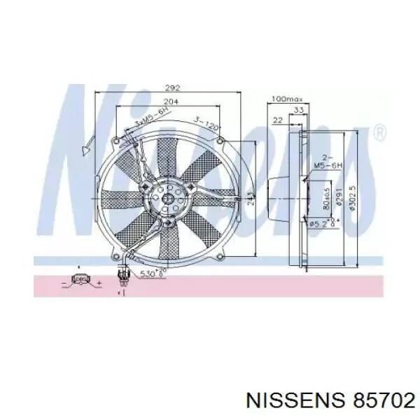 85702 Nissens электровентилятор охлаждения в сборе (мотор+крыльчатка)