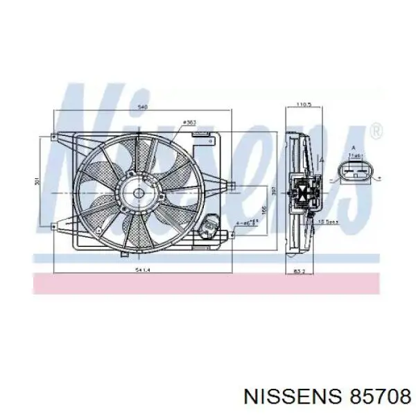 85708 Nissens электровентилятор охлаждения в сборе (мотор+крыльчатка)