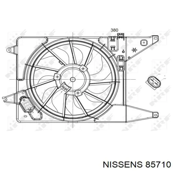 Difusor de radiador, ventilador de refrigeración, condensador del aire acondicionado, completo con motor y rodete 85710 Nissens