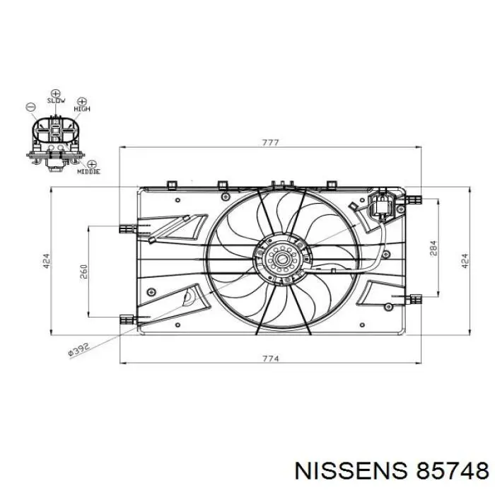 Электровентилятор охлаждения 85748 Nissens