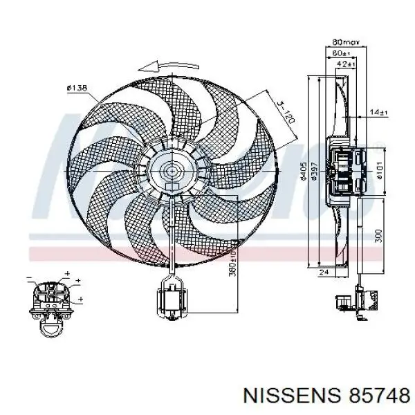 Купить 85748 Nissens Электровентилятор охлаждения в сборе (мотор+крыльчатка)